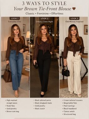 H&M brown chiffon sweetheart top 🤎